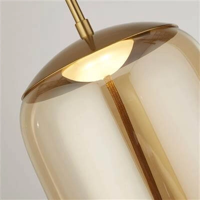 Pendant Lamp Glass Lisbon red copper with amber cylinder glass Searchlight 5053423188355