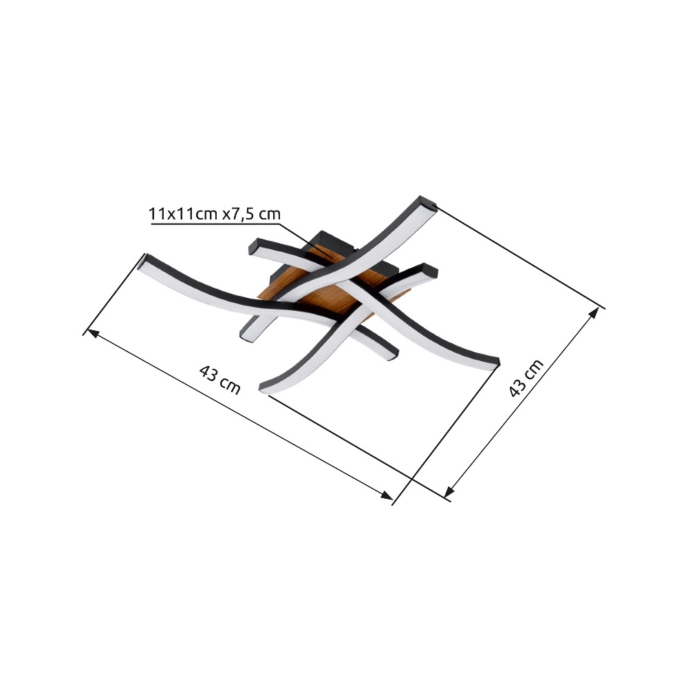 Ceiling lamp Evita black with wood Globo 9007371419173