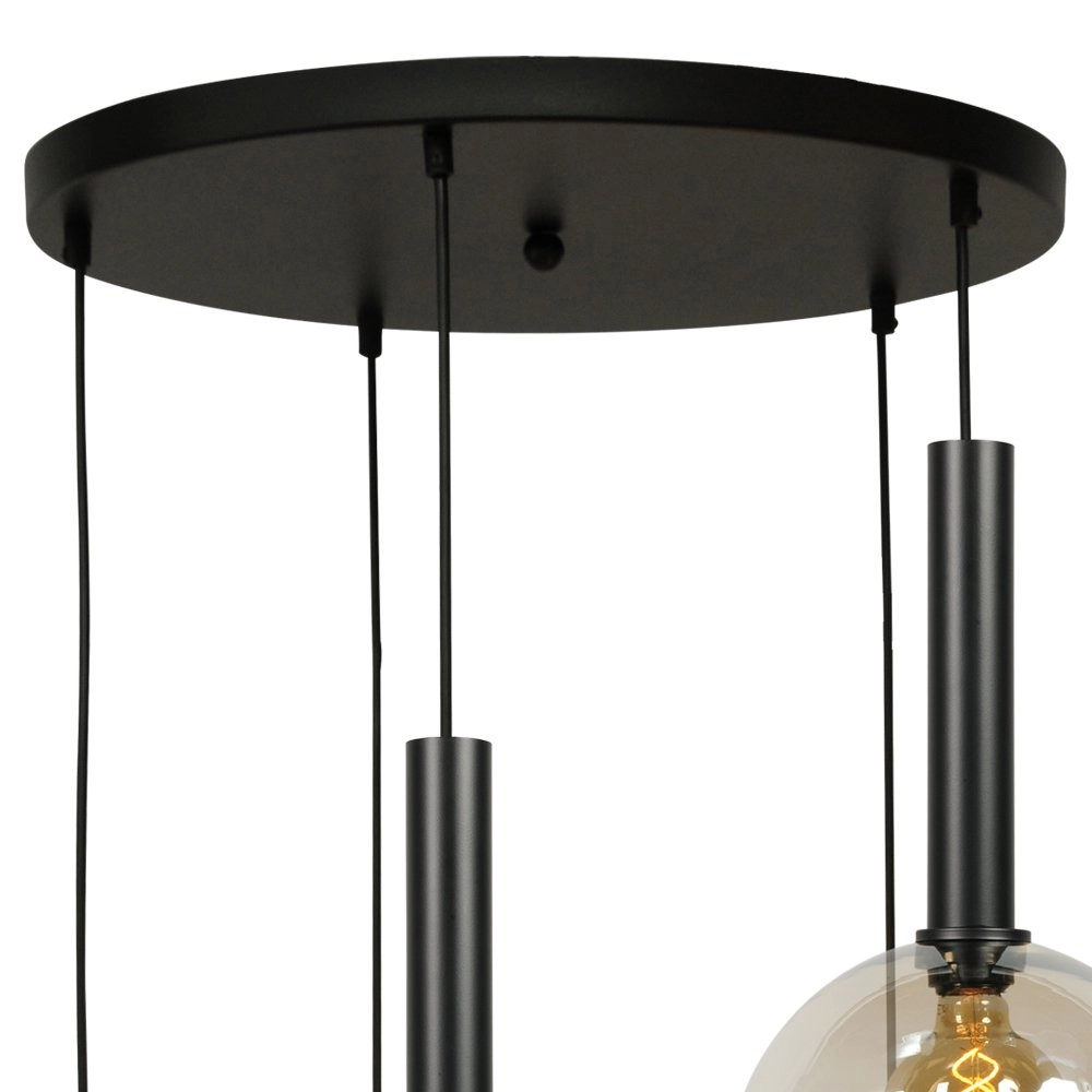 Black hanging lamp Bella 5 lights with glass bulbs Masterlight 8718121255798