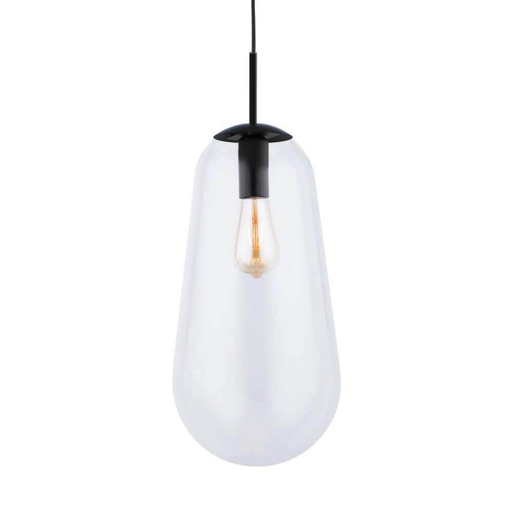 Ø 22cm hanging lamp Pear Large black with clear glass