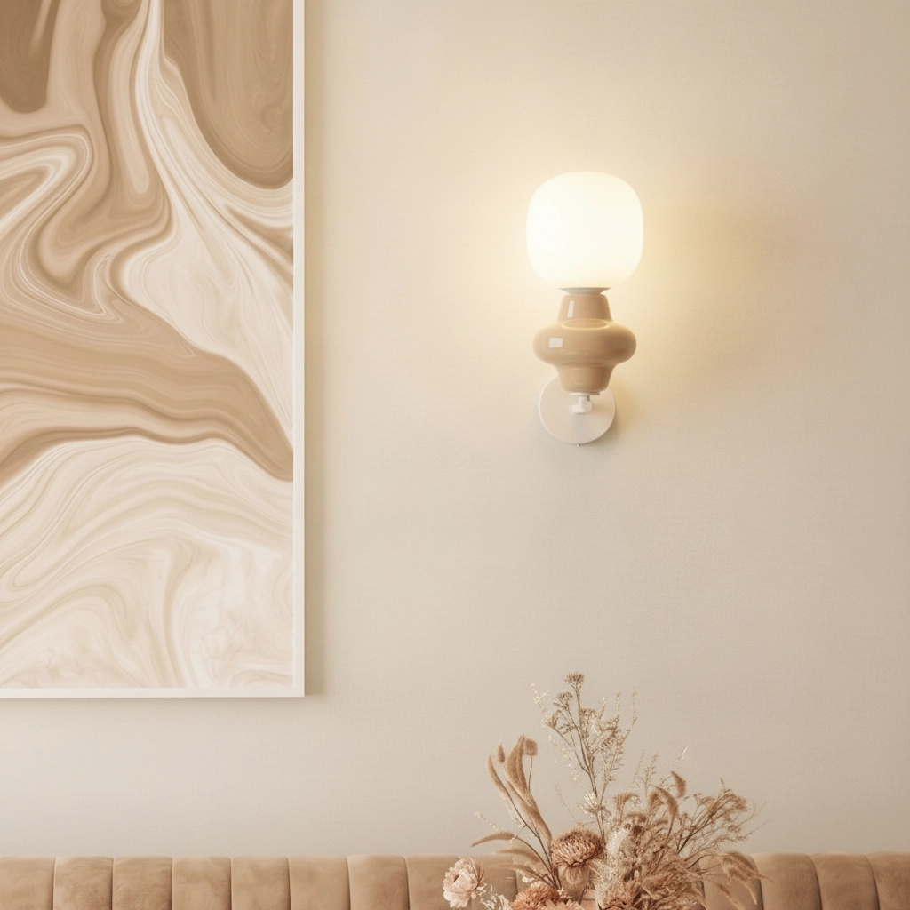 Wall lamp Clio yellow ceramic with white glass