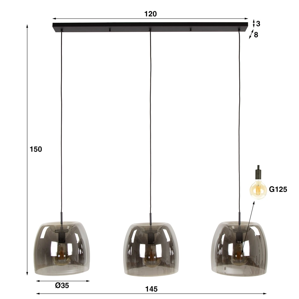 Dining table pendant lamp Drift 3x Ø 35cm Lyora 8716803512740