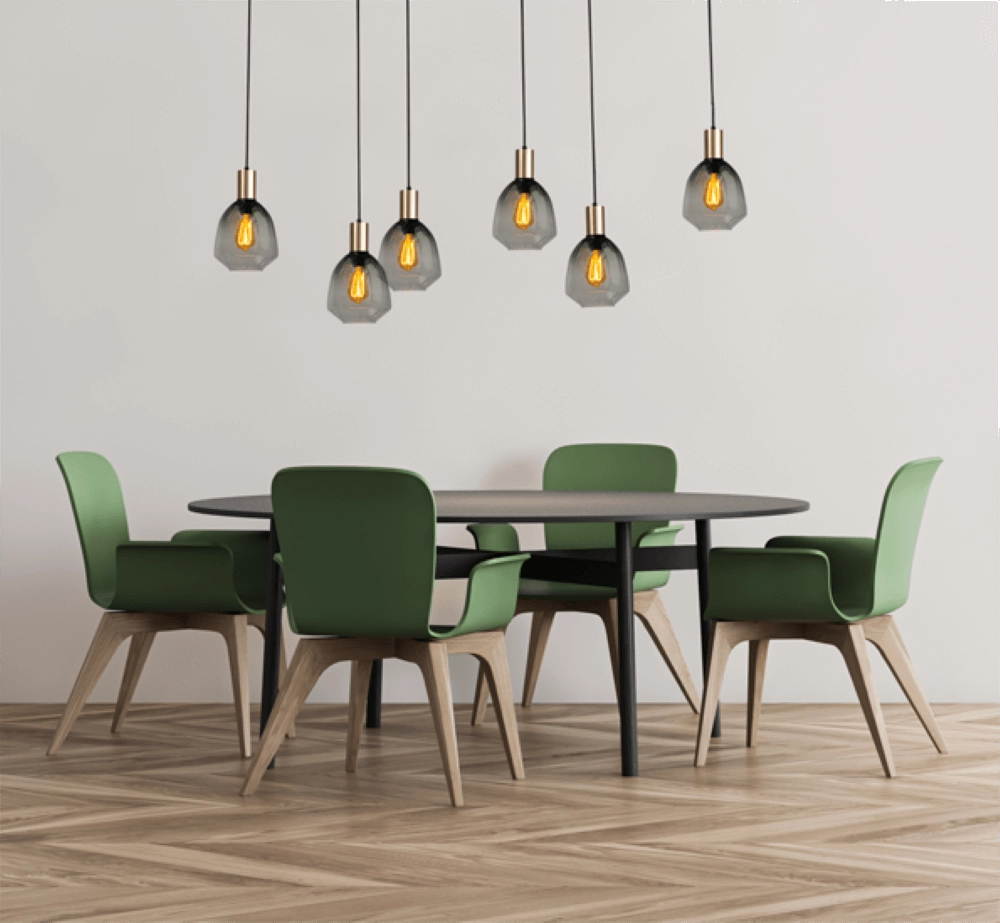6-light hanging lamp - gold - Porto with Nicolette green glasses Masterlight 8718121270647
