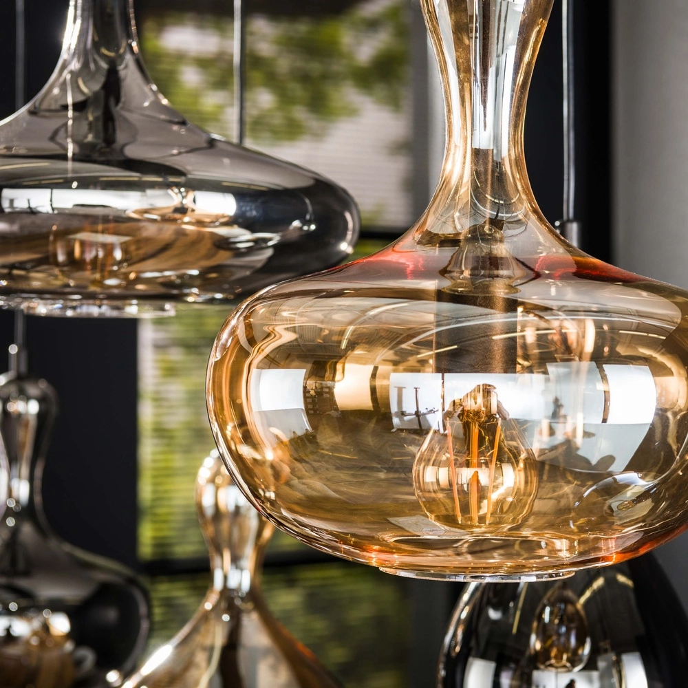 Design pendant lamp Karaf 7 glasses - amber and smoke Lyora 8716803511576