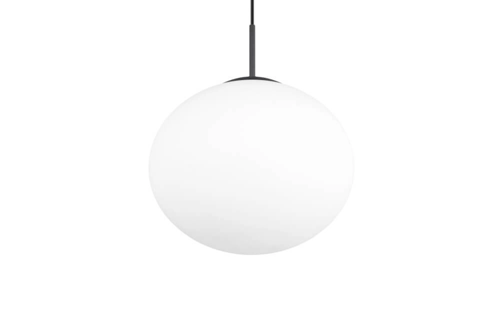 Oval pendant lamp Fomento Ø 30cm - black with white glass Trio 4017807616200