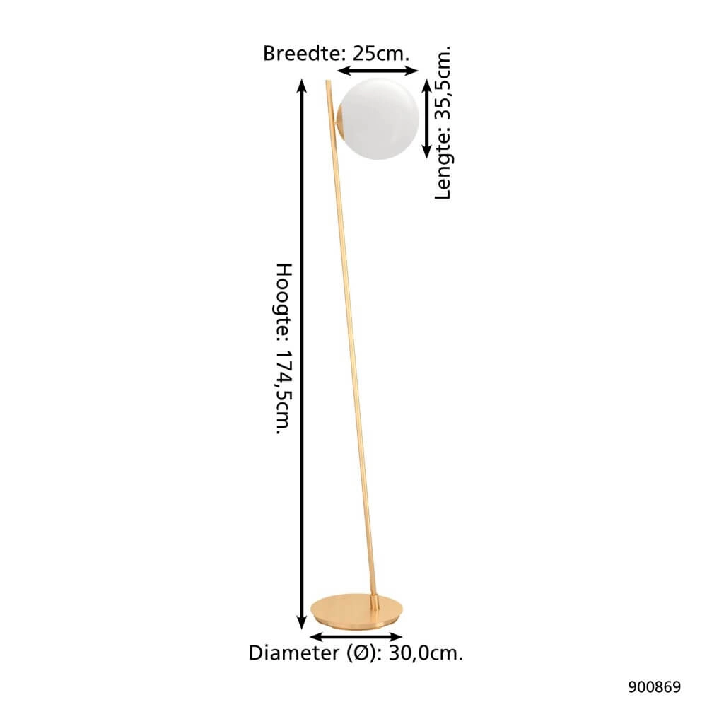 Floor lamp Rondo 4 gold with white sphere Eglo 9008606274451