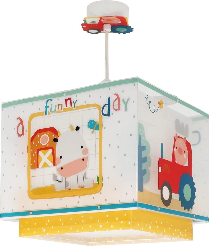 Children's room pendant lamp My Farm yellow with white