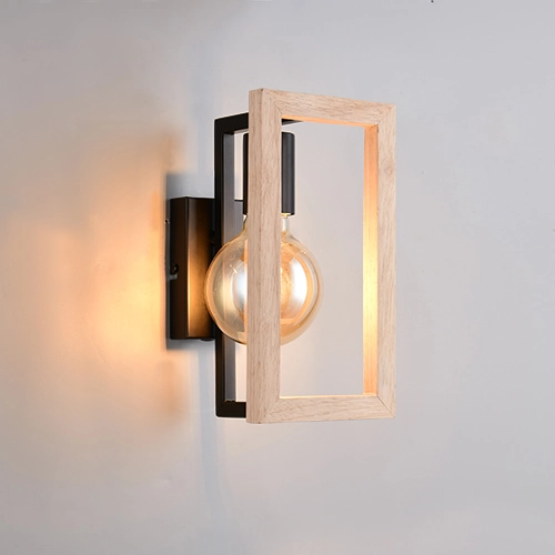 Design wall lamp Bano black with wood