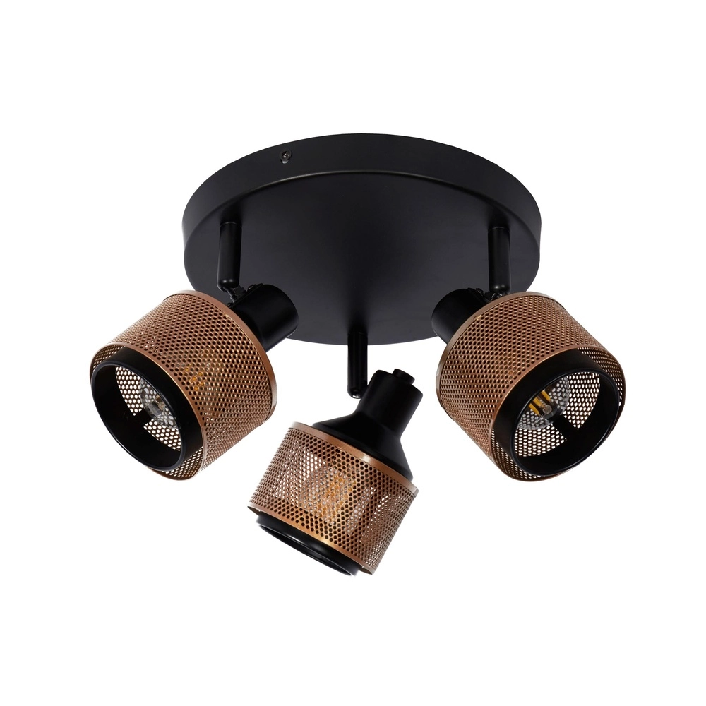 Ceiling lamp Rafa 3-light black with copper