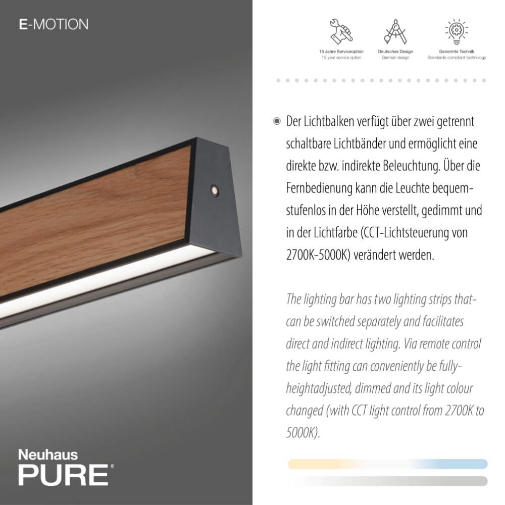 Design hanging lamp Pure E-Motion wood Paul Neuhaus 4012248372937