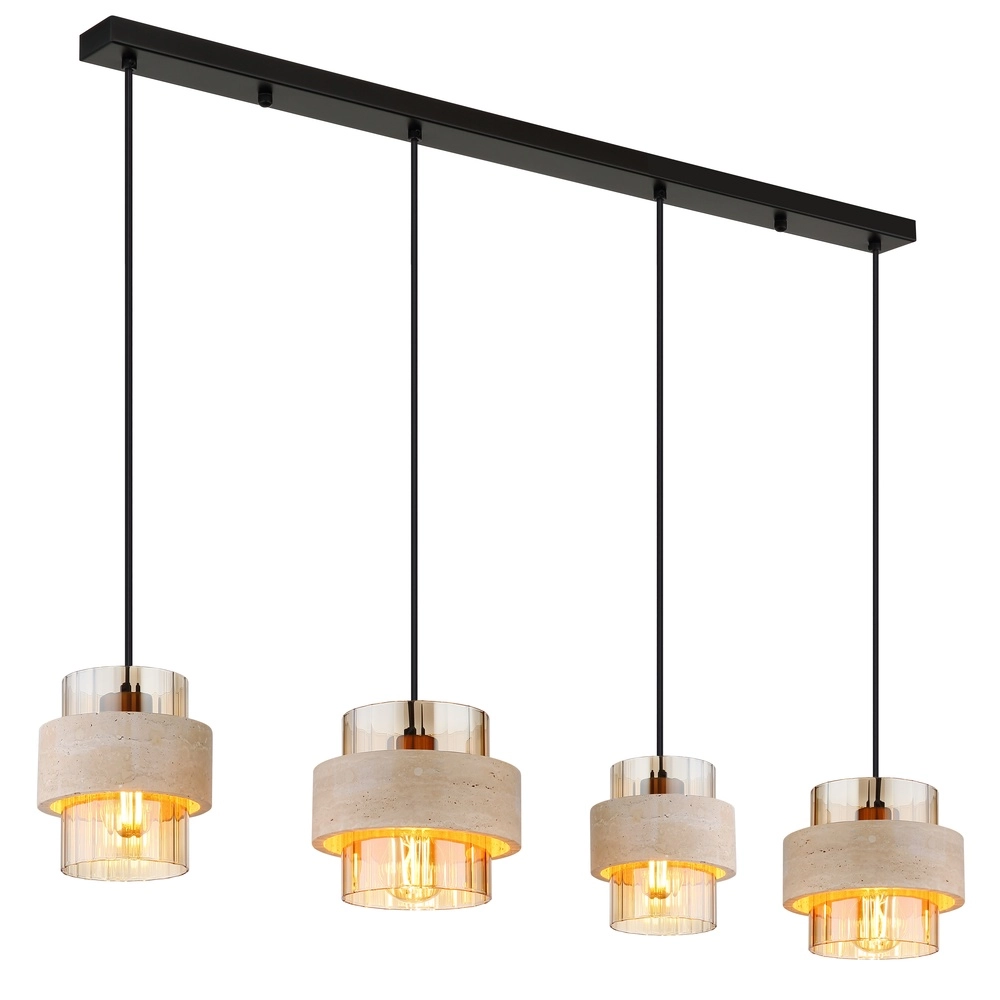 4-light pendant lamp Daren black with marble