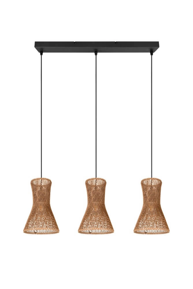 3-light pendant lamp Bijou black with rattan Trio 4017807637298