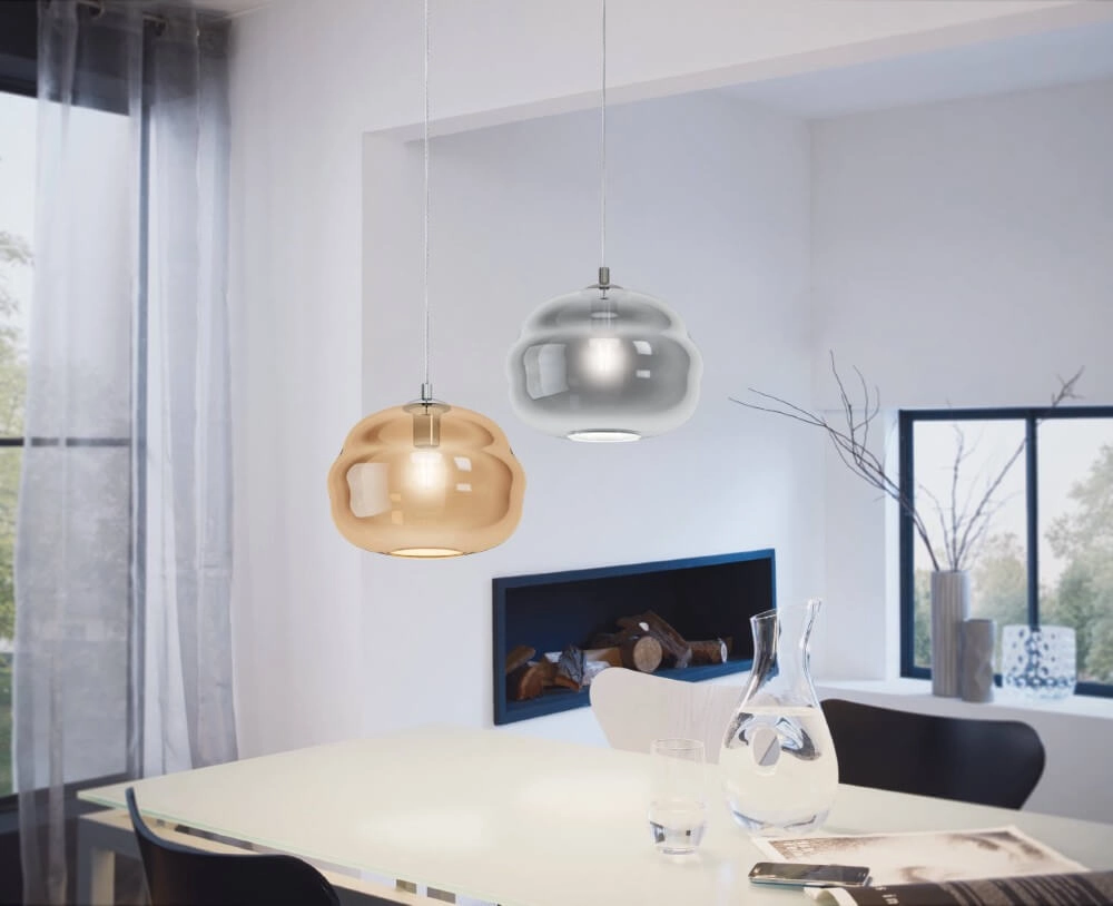 Hanging lamp Dogato chrome with amber glass Stars of Light 9002759395339