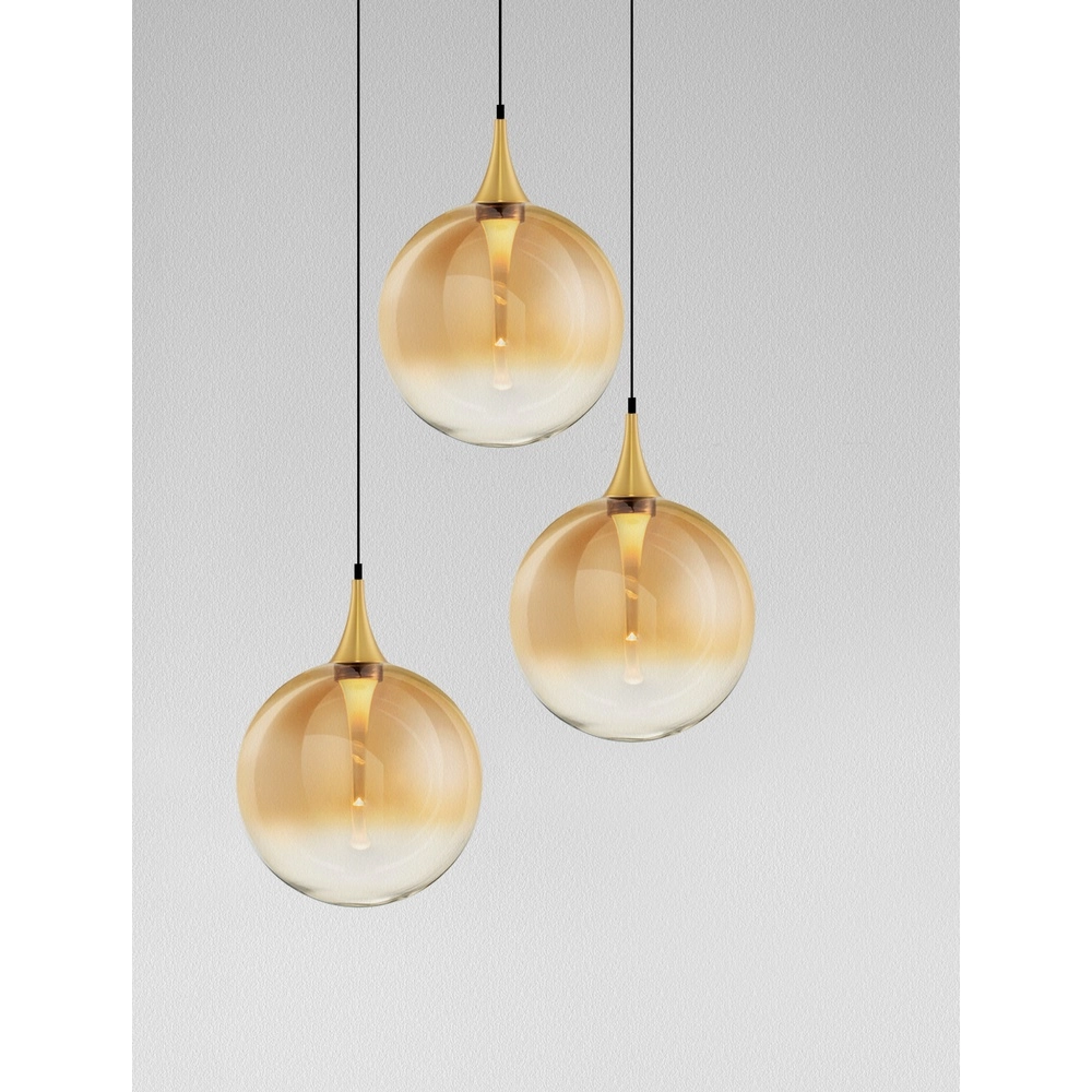 Pendant lamp Orenda 3-light amber glass