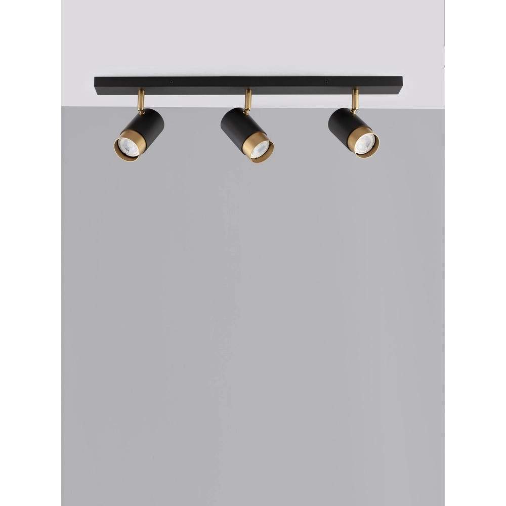 Ceiling spotlight Pogno 3-light black with gold straight Lyora 5212017430854
