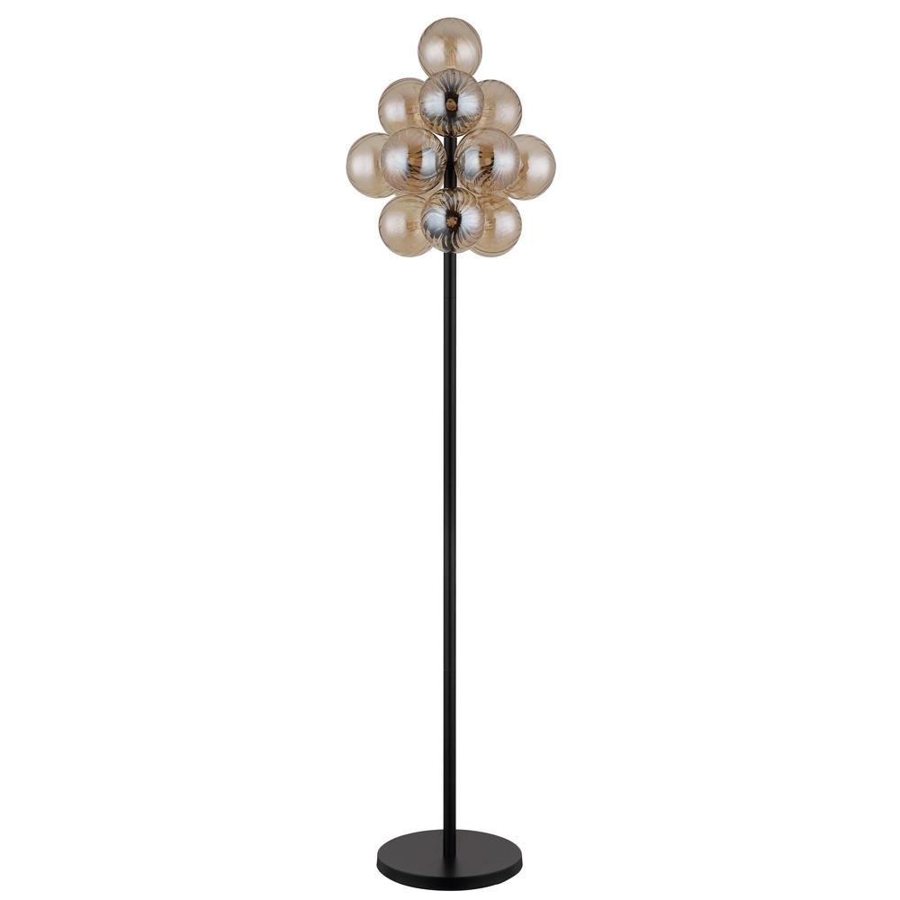 Black floor lamp Conor with amber glass Globo 9007371512171