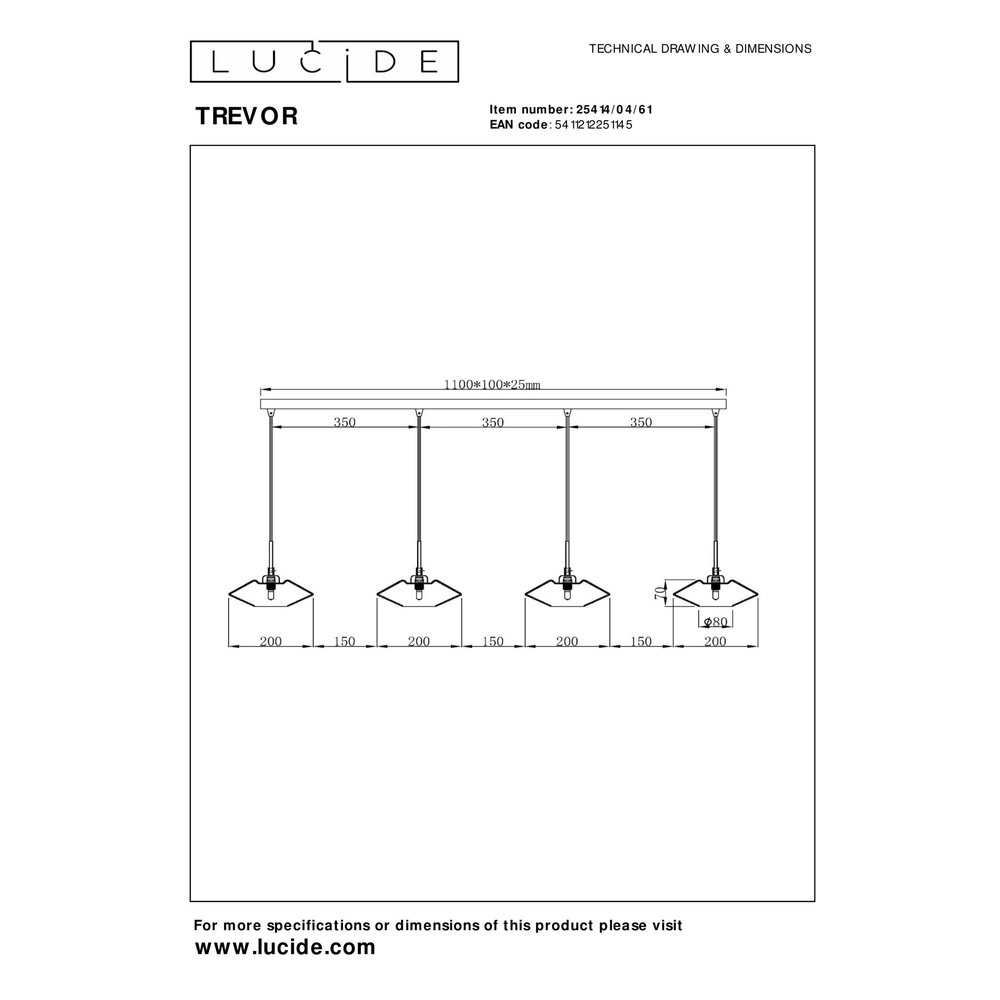 Pendant lamp Trevor Opal Lucide 5411212251145