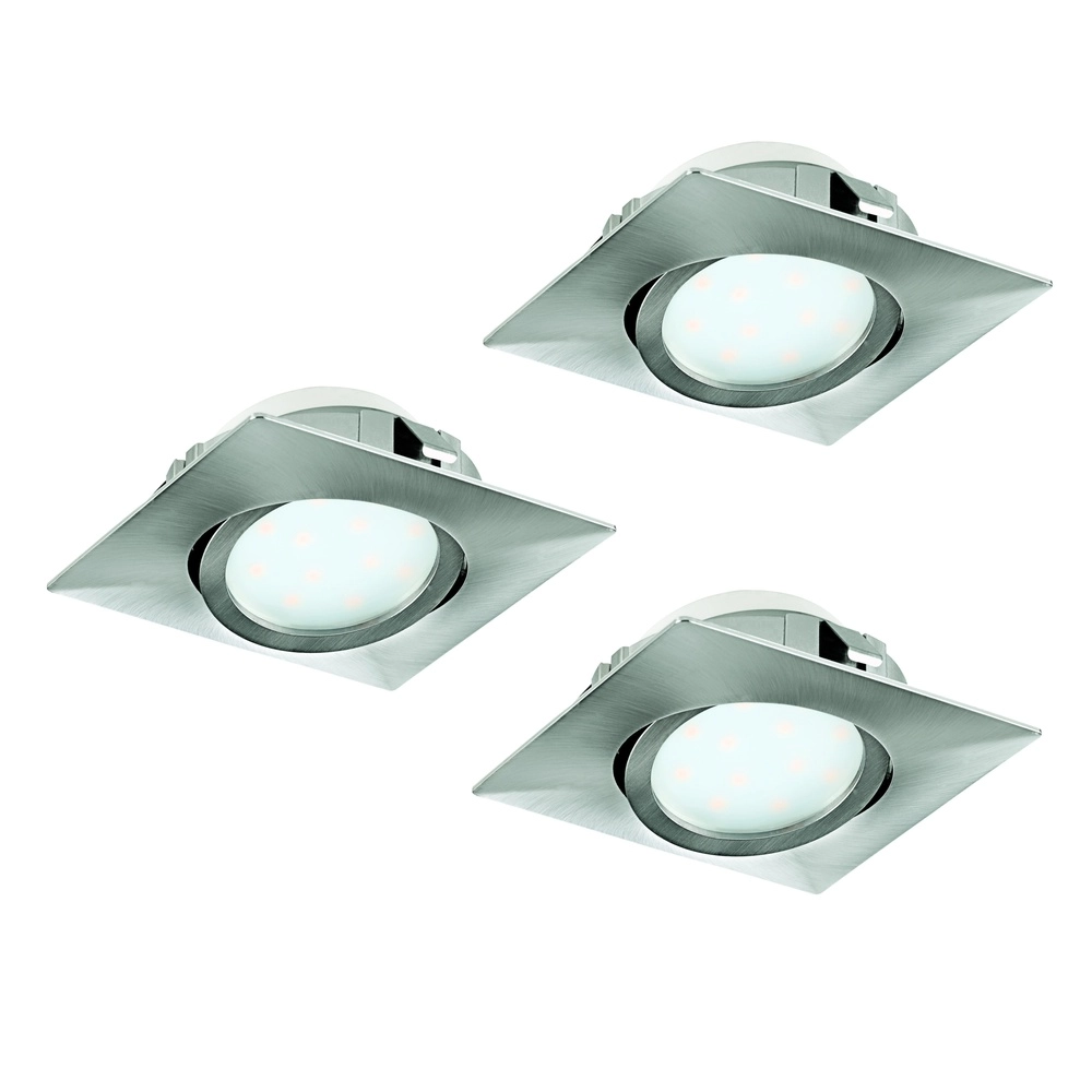 Set of 3 recessed spotlights Pineda nickel square