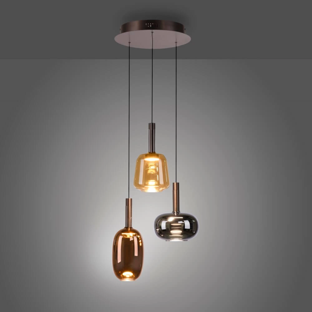 Cheerful hanging lamp Irides 3-light round Paul Neuhaus 4012248385845
