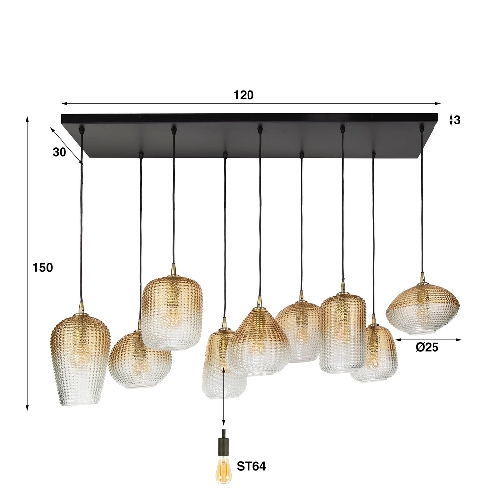 XXL pendant lamp Dot 9 amber fading glasses Lyora 8716803511194