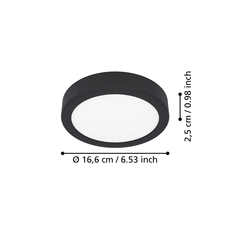 Led ceiling light Fueva 6 round - black - Ø 16,6cm Eglo 9008606330065