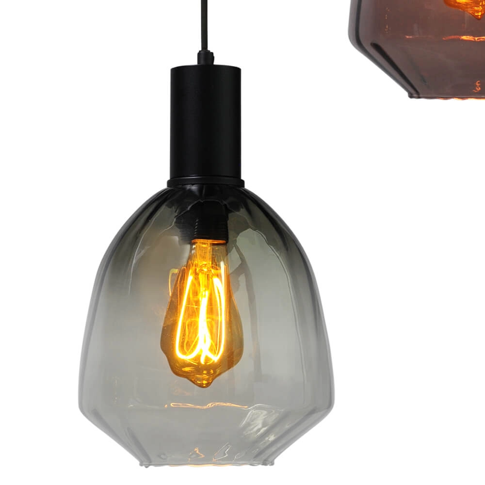 3-light loft hanging lamp - black - Porto with Nicolette glasses Masterlight 8718121270951