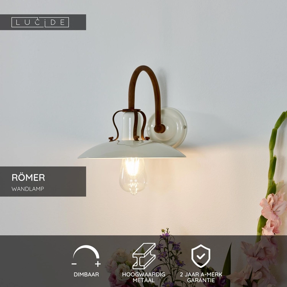 Classic wall lamp RÃ¶mer beige Lucide 5411212302144