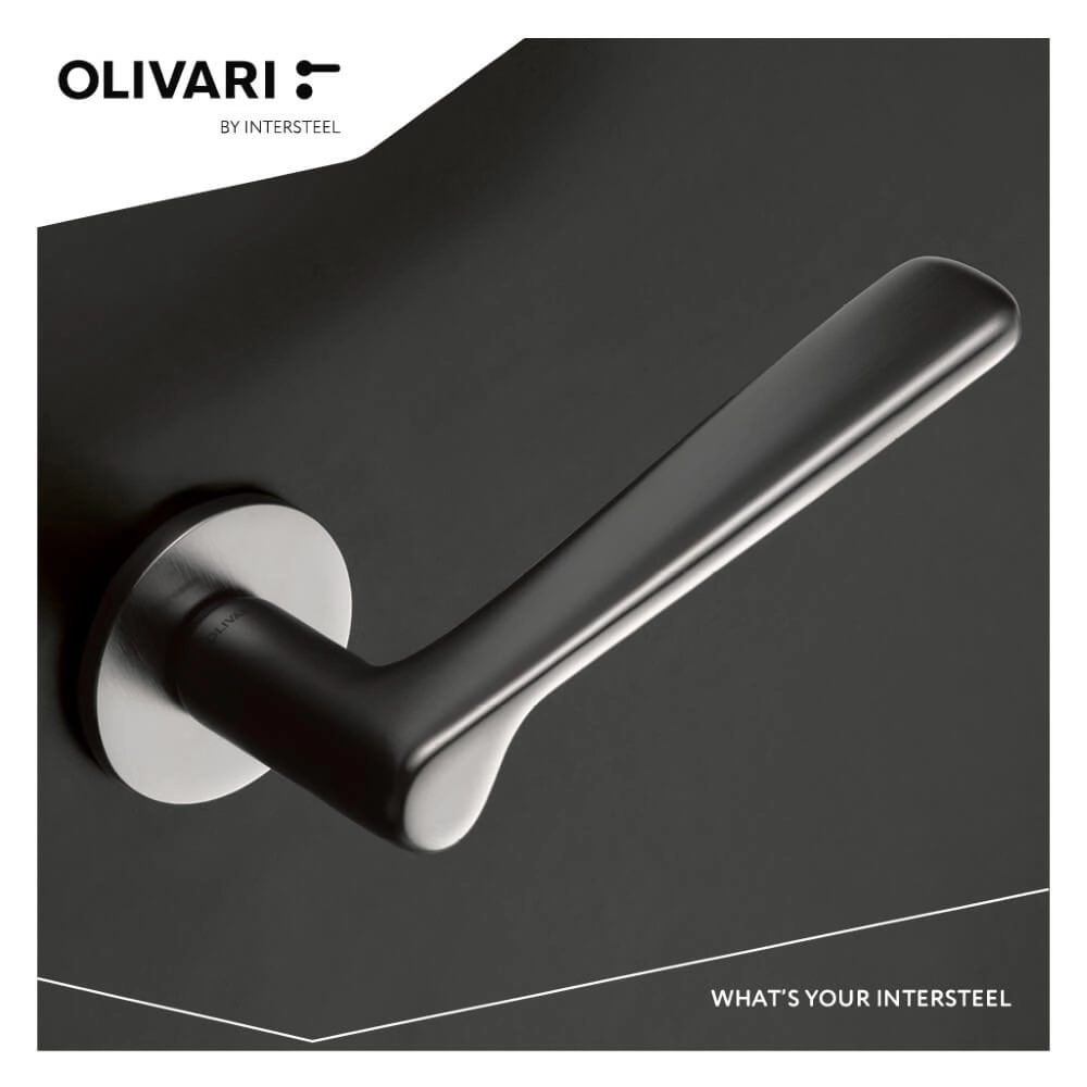 Door handle Plume on rosette chrome matt Olivari 8714186512357