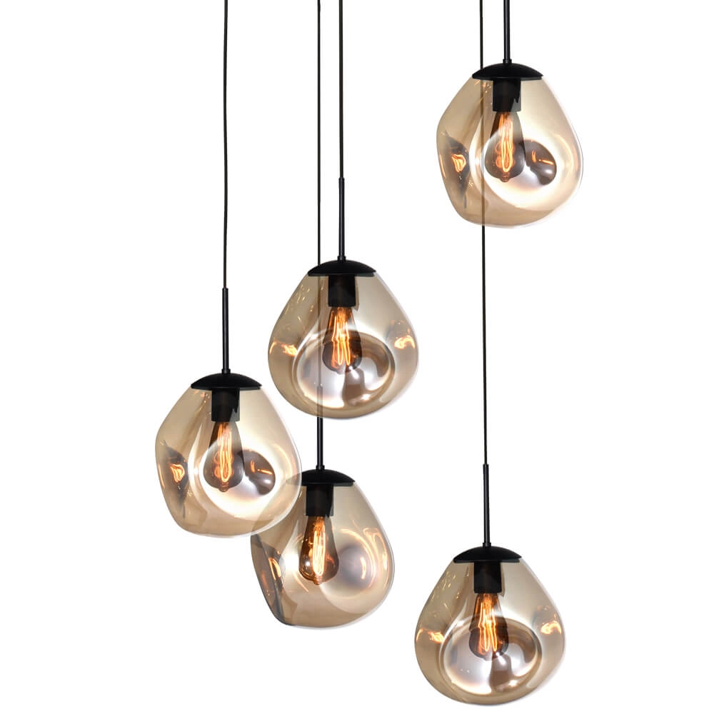 Vide hanging lamp Lava 5x gold glass Ø 24cm Masterlight 8718121286570