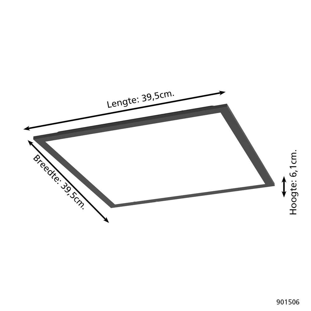 Smart ceiling light Moradillo-Z black square 39.3cm Eglo 9008606342112