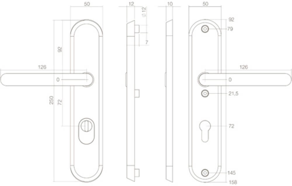 Backdoor hardware Aurano core pull protection oval PC 72mm stainless steel Intersteel 8714186394793