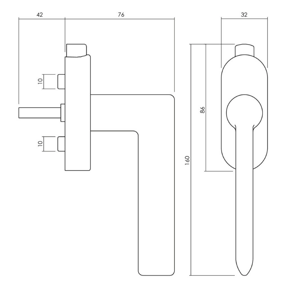 Design window handle Tecno Lockable brass mat Olivari 8714186481011