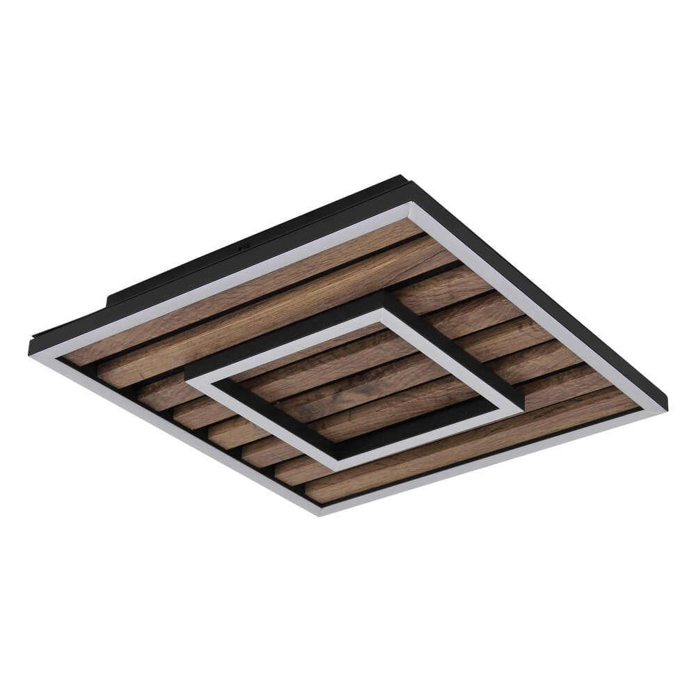 Ceiling lamp Woody black with wood square 30cm Globo 9007371507573