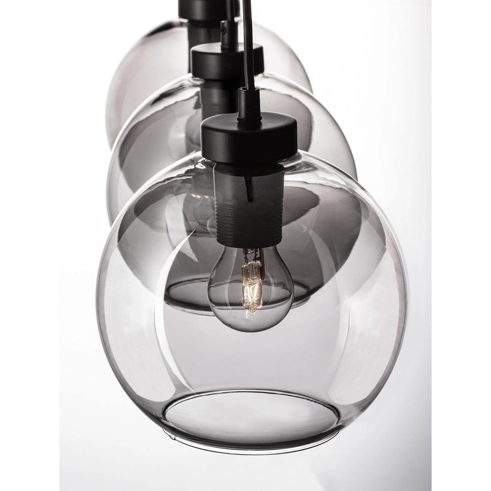 Pendant lamp Palmer 3-light straight black with smoke glass Lyora 5212017430960
