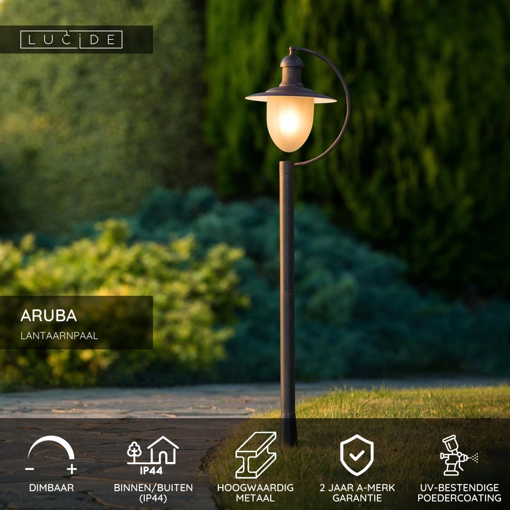 Country lantern Aruba rust brown Ø 25cm Lucide 5411212113566