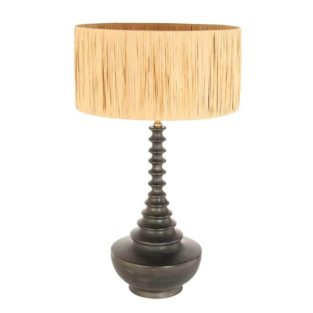 Unique table lamp Bois with straw-coloured hood