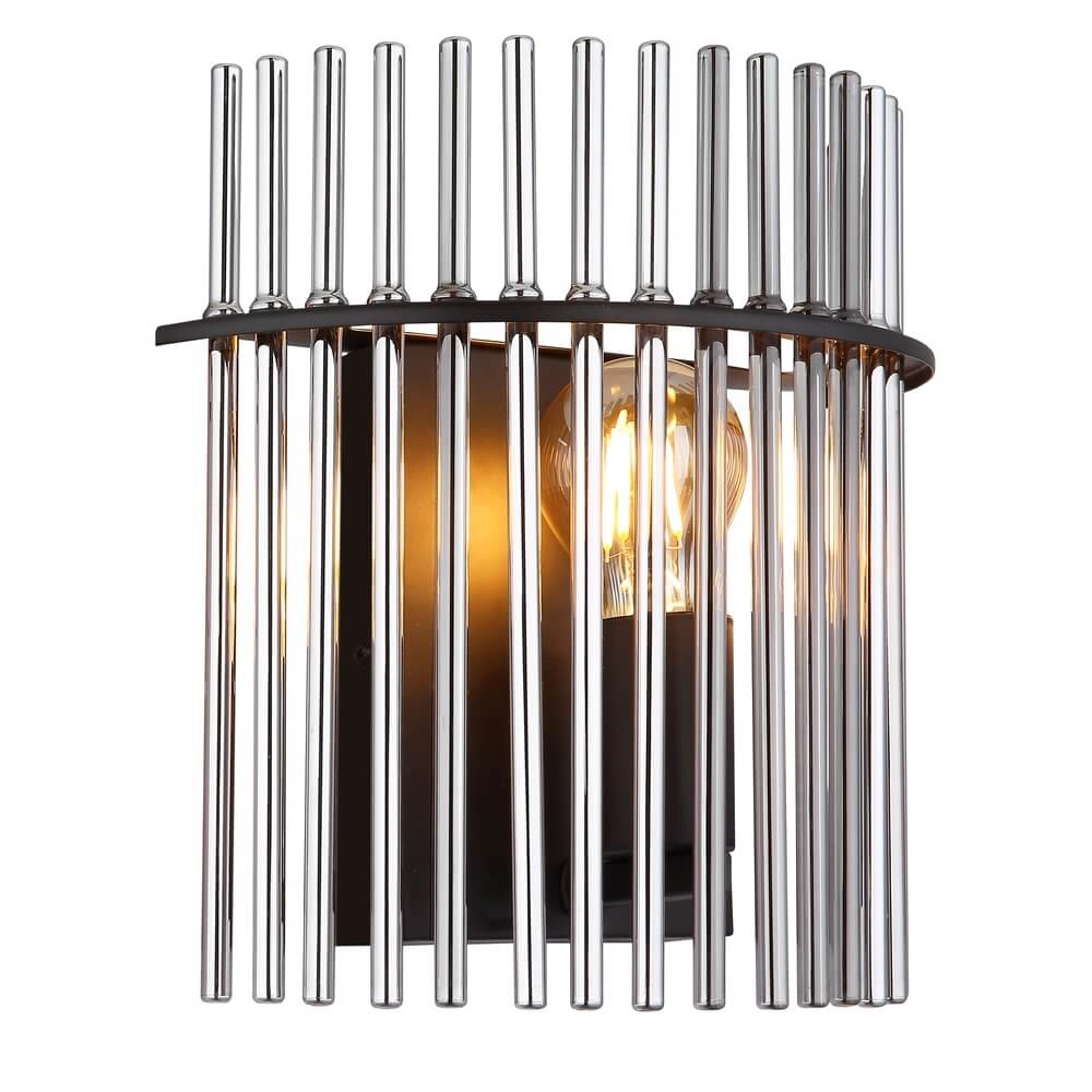 Black wall lamp Gorley with smoke glass