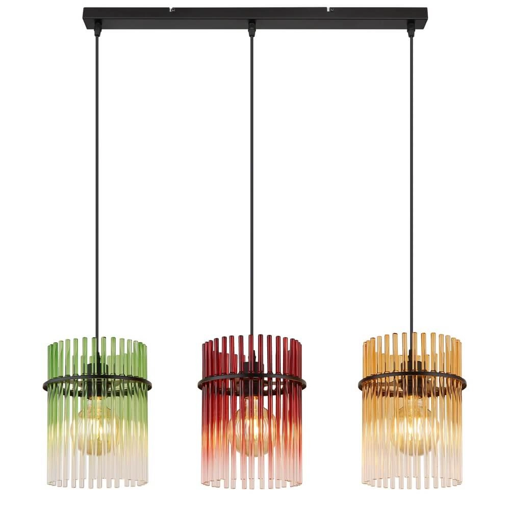 Golden pendant lamp Gorley with glass 3-light Globo 9007371452811