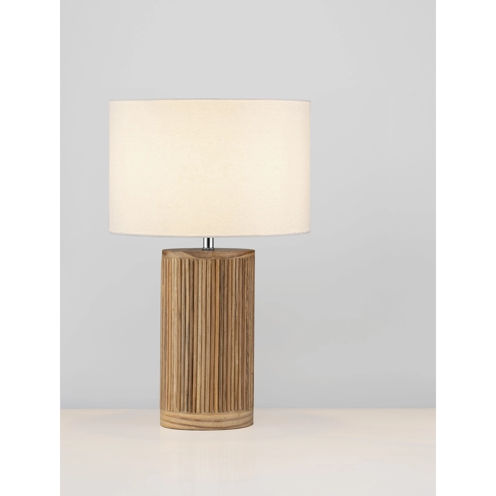 Table lamp Nau wood with white hood