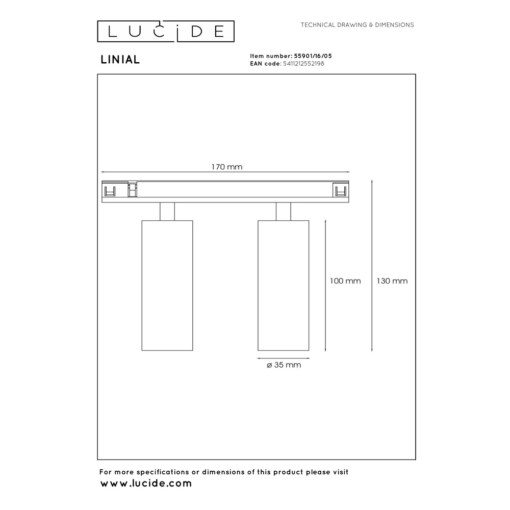 1-fase railspot Linial Bixx champagne Premium by Lucide 5411212552198