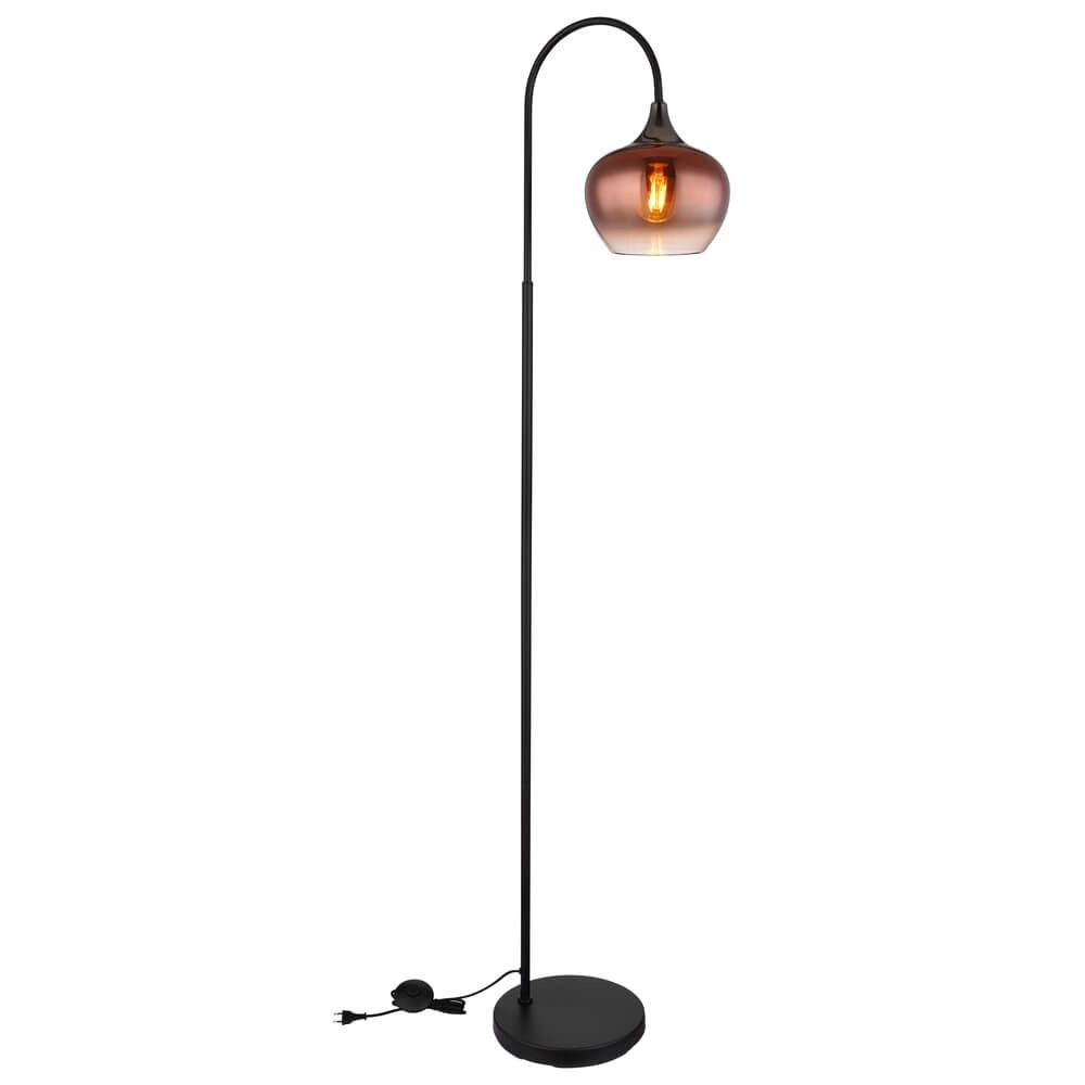 Black floor lamp Maxy with red glass single Globo 9007371459988