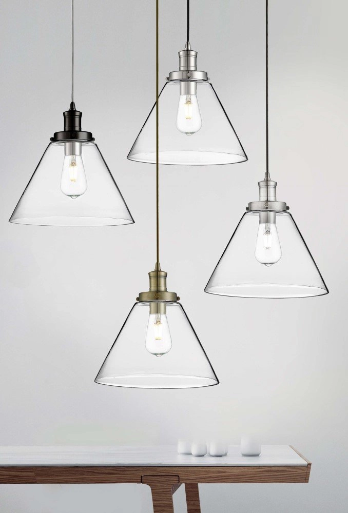 Pendant lamp Pyramid Ø 29cm matt silver Searchlight 5053423131467