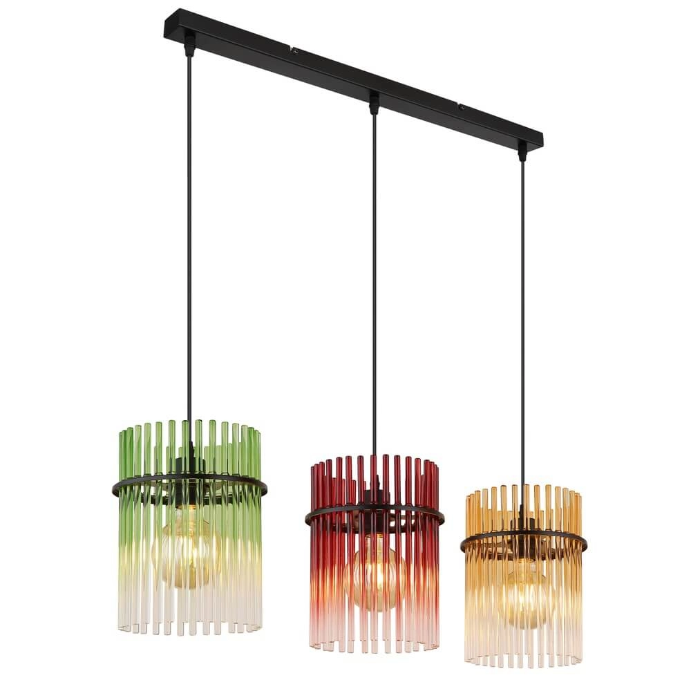 Golden pendant lamp Gorley with glass 3-light