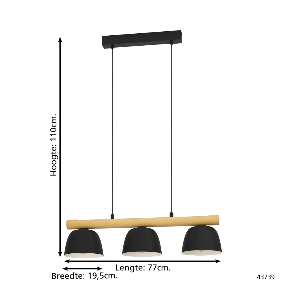 Scandinavian pendant lamp Sherburn 3x E27 Eglo 9002759437398