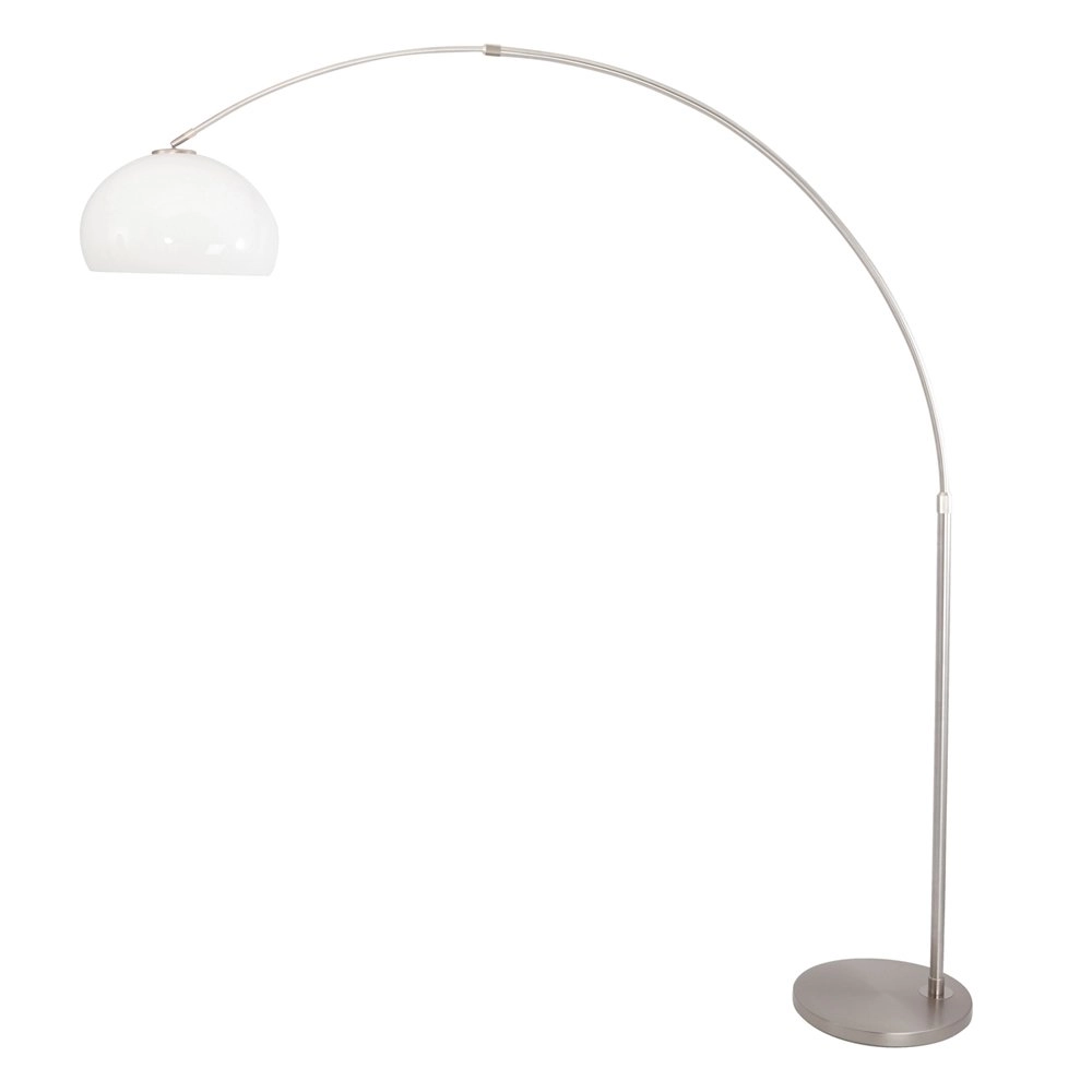 Arc lamp Stresa Stainless steel with white lampshade