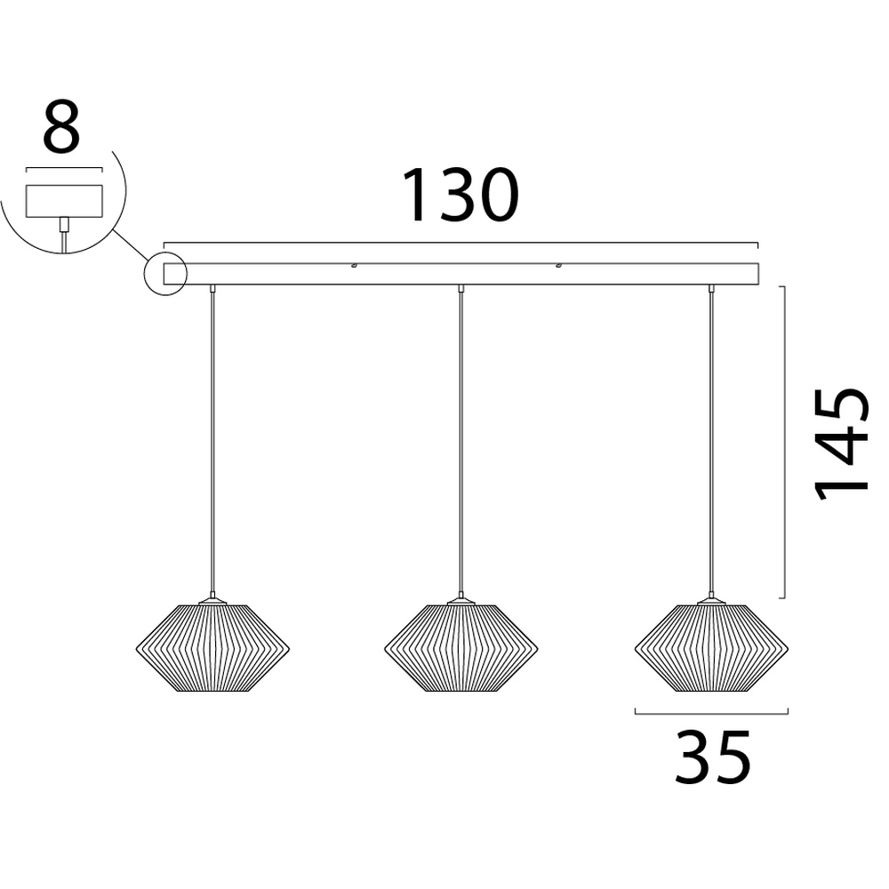 Dining table pendant lamp Bicono 3x Ø35cm Masterlight 8718121352756