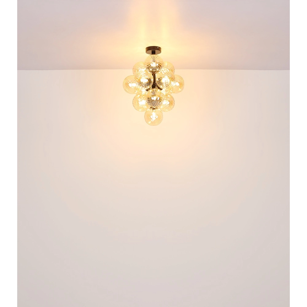 Black ceiling lamp Conor with amber glass Globo 9007371518173