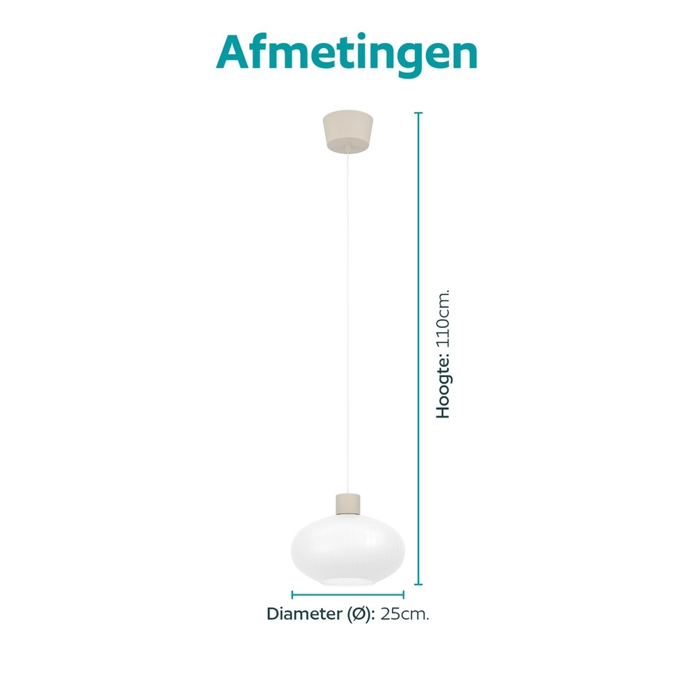Design pendant lamp Dasmina sand brown with white Ø 25cm