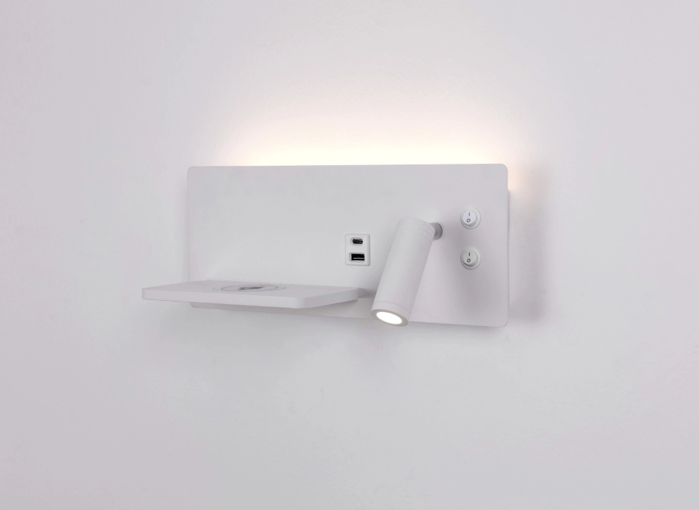 Bedside lamp Charge right white with wireless charger