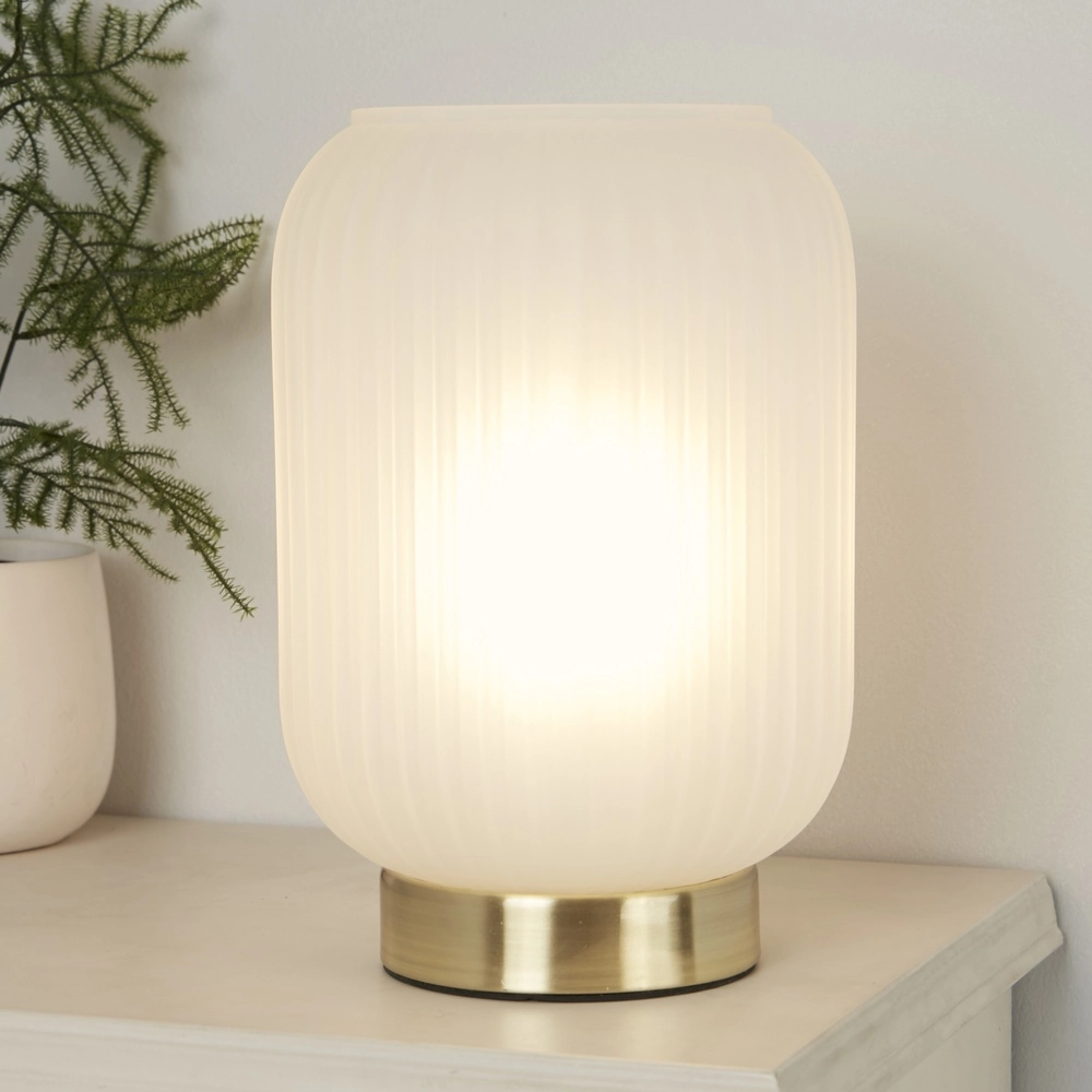 Table lamp Pearl gold with white glass Searchlight 5053423308265